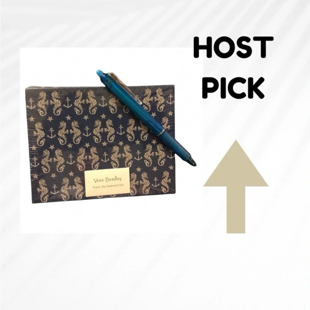 Vera Bradley Thank You Notecard Set. Navy Seahorse Design-EB